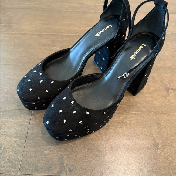 Larroude Black Starry Ari Pump Platform Heels - Picture 2 of 6